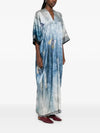 V-neck short sleeves Printed silk dress
