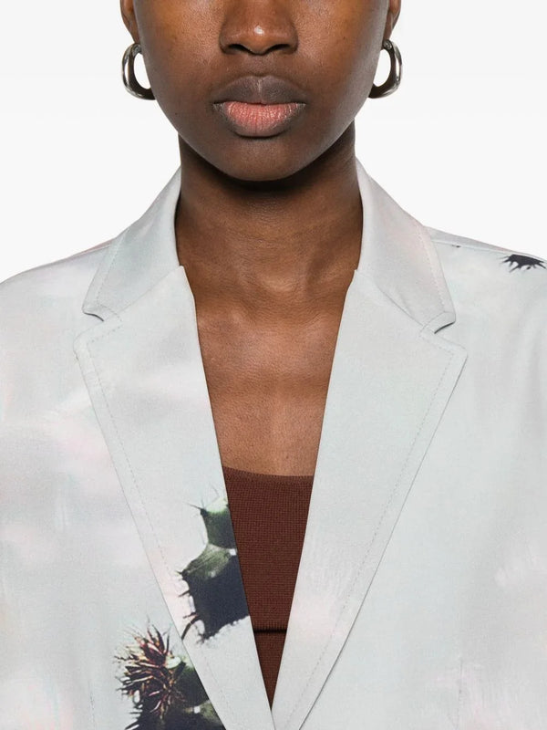 Printed single-breasted blazer jacket