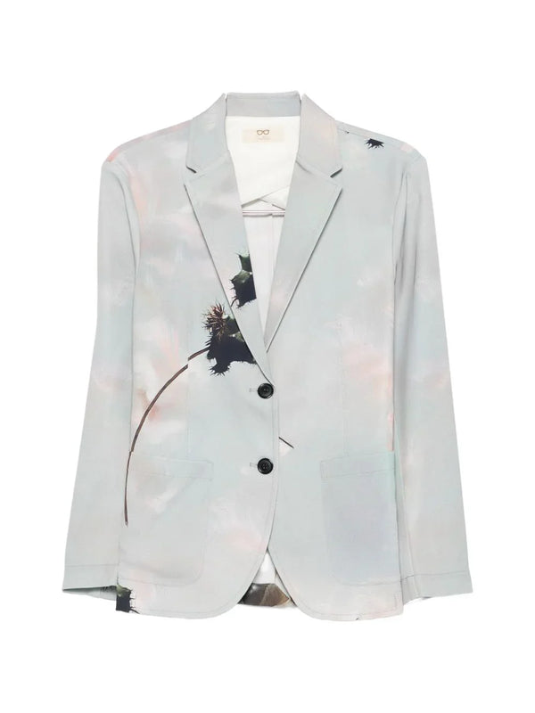 Printed single-breasted blazer jacket