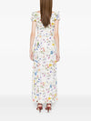 Alice + Olivia Alice + Olivia V-neck ruffles slit Tara printed long dress