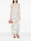 Alice + Olivia Alice + Olivia V-neck ruffles slit Tara printed long dress