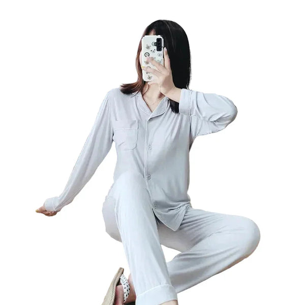 Modal Sleep Wear Women Pajamas Set Long-sleeved Long Trousers Women Home Clothes Plus Size Two-piece Suit for Homewear
