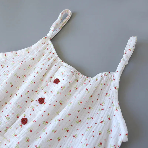 Women’s Cotton Gauze Pajama Set – Sleeveless Summer Sleepwear Women’s Cotton Gauze Pajama Set