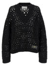 Ganni Ganni Black Crochet V-neck Sweater