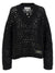 Ganni Ganni Black Crochet V-neck Sweater