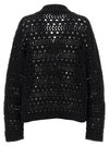 Ganni Ganni Black Crochet V-neck Sweater