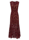 Self-Portrait Self-Portrait Burgundy Guipure Lace Midi Dress