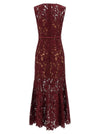 Self-Portrait Self-Portrait Burgundy Guipure Lace Midi Dress