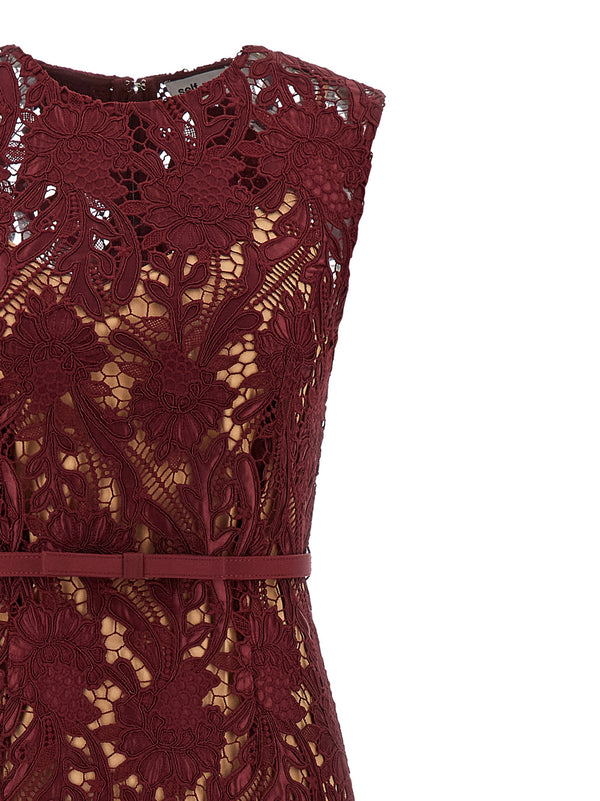 Self-Portrait Self-Portrait Burgundy Guipure Lace Midi Dress