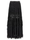 Self-Portrait Self-Portrait Self Portrait Black And Gold Chiffon Lace Maxi Skirt