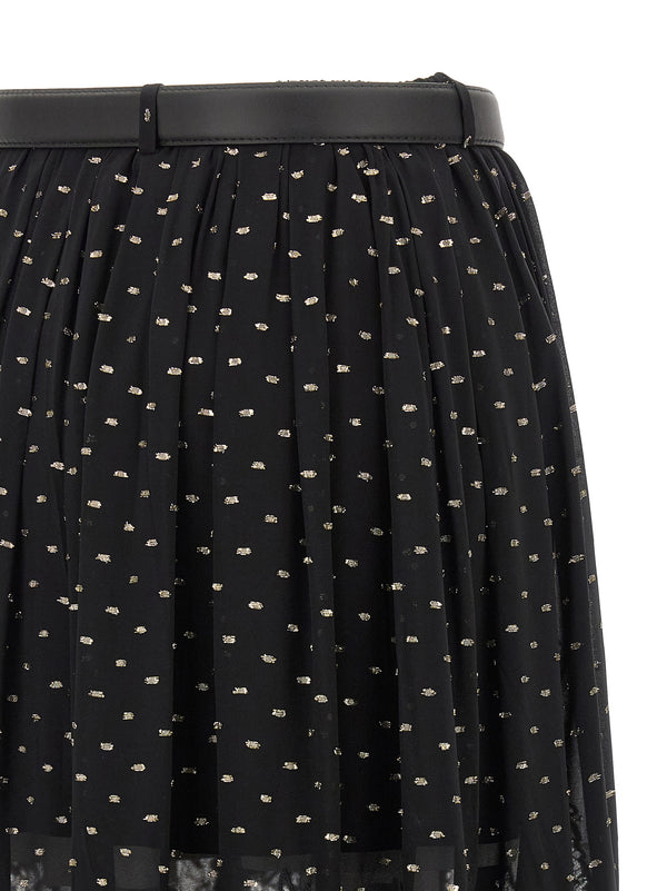 Self-Portrait Self-Portrait Black And Gold Chiffon Lace Maxi Skirt