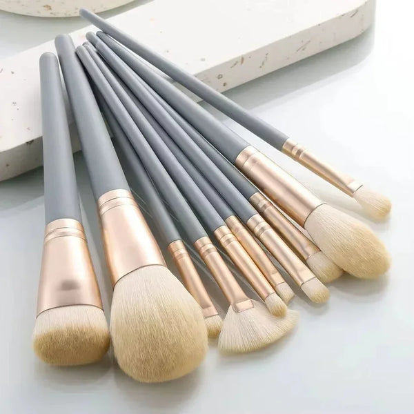 Soft Fluffy Makeup Brush Set 10PCS Blue Makeup Brushes Set