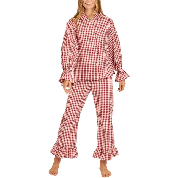 Women’s Plaid Long Sleeve Pajama Set Red Long Sleeve Pajama Set