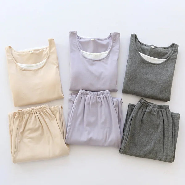 Women’s Cotton Pajama Set – Long Sleeve Two-Piece Spring & Autumn Nightwear Cotton Pajama Set