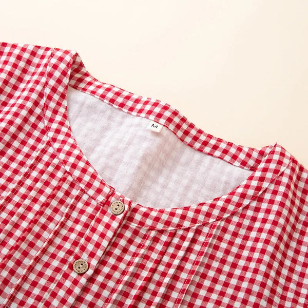Cotton Plaid 3/4 Sleeve Pajama Set Cotton Plaid 3/4 Sleeve Pajama Set