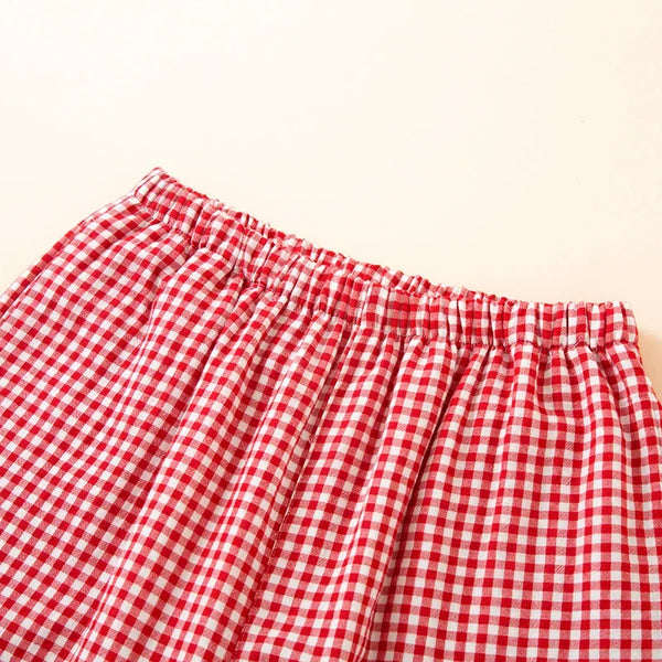 Cotton Plaid 3/4 Sleeve Pajama Set Cotton Plaid 3/4 Sleeve Pajama Set
