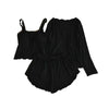 Modal Lace 3-Piece Pajama Set black Modal Lace 3-Piece Pajama Set