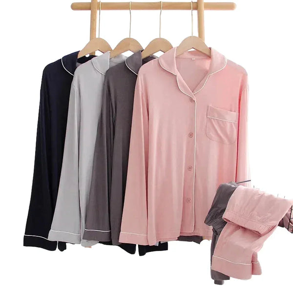 Modal Sleep Wear Women Pajamas Set Long-sleeved Long Trousers Women Home Clothes Plus Size Two-piece Suit for Homewear