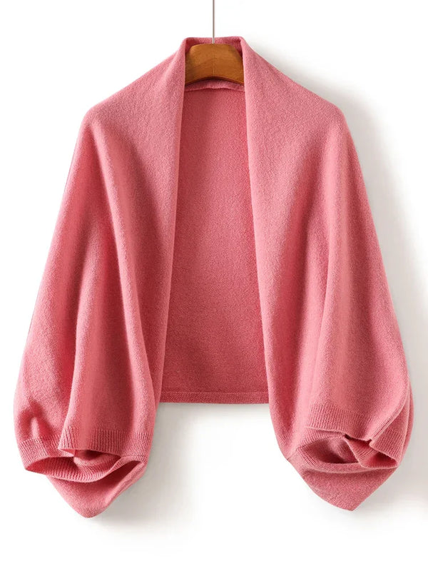 100% Wool Knitted Cape Shawl Pink 100% Wool Knitted Cape Shawl