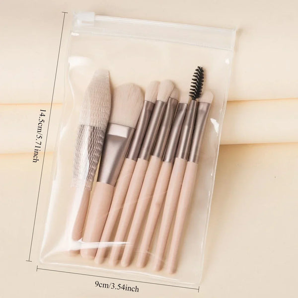 Soft Fluffy Makeup Brush Set 8PCS Apricot-Mini Makeup Brushes Set
