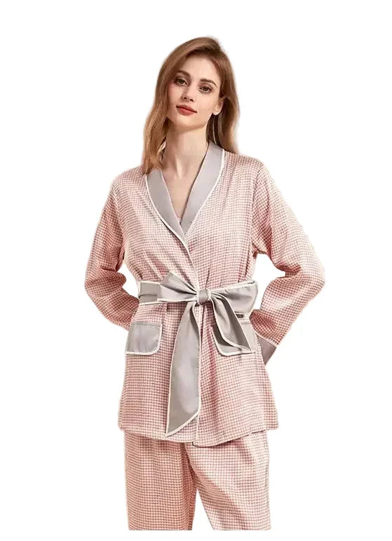 Women’s 3-Piece Silky Satin Pajama Set – Kimono & Robe 3-Piece Silky Satin Pajama Set