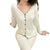 Women's Solid Color Button Long-sleeved Cardigan Elastic High Waist Casual Fashion Trousers Pajamas Set