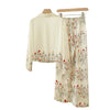 Women’s Satin 2-Piece Pajama Set – V-Neck Loose Loungewear Satin 2-Piece Pajama Set