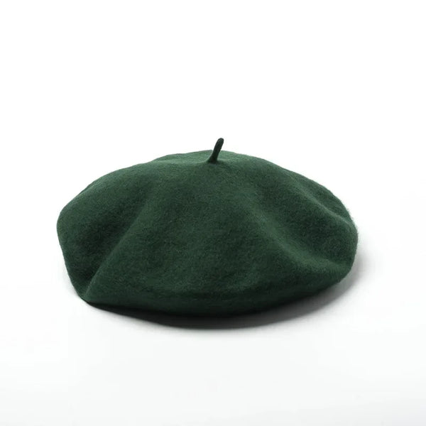 Unisex Wool Beret – Large Winter Hat Dark green L 58-60cm Unisex Wool Beret – Large Winter Hat