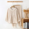 Women’s 2-Piece Cotton Pajama Set – Loose Nightwear beige Women’s 2-Piece Cotton Pajama Set