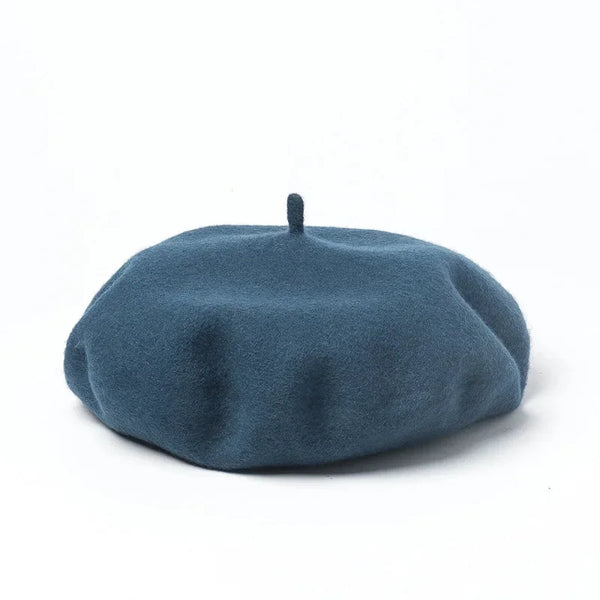 Unisex Wool Beret – Large Winter Hat London Blue L 58-60cm Unisex Wool Beret – Large Winter Hat
