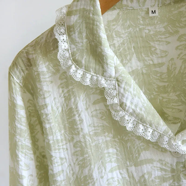 Women’s Cotton Pajama Set – Summer Lapel Sleepwear Women’s Cotton Pajama Set