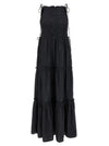 Ganni Ganni Black Smock Tie Dress