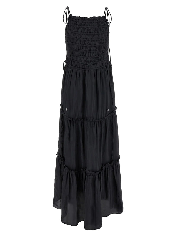 Ganni Ganni Black Smock Tie Dress