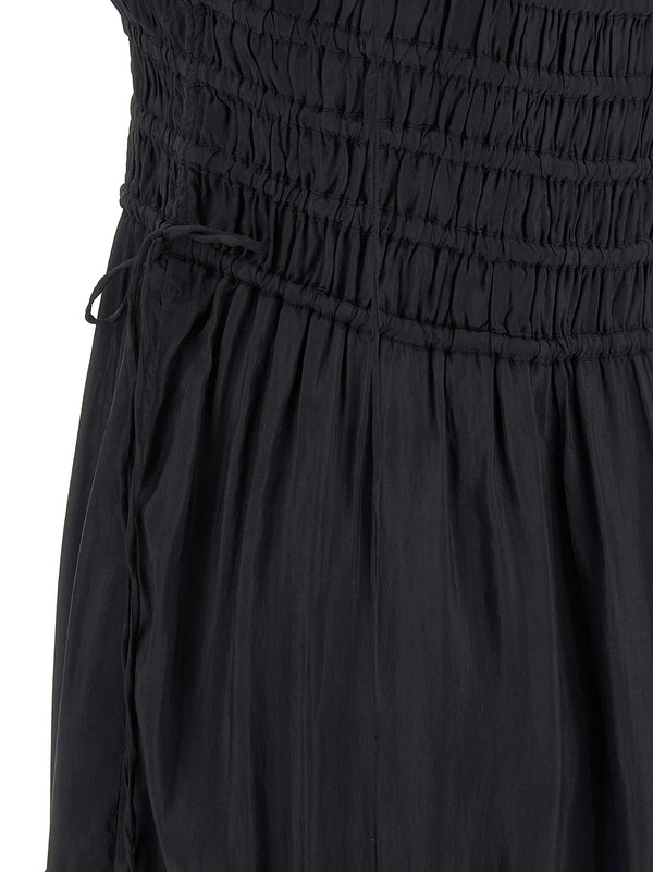 Ganni Ganni Black Smock Tie Dress