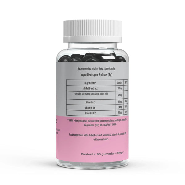 Shilajit Gummies + Vitamin C,B6, B12 - 60 pcs. Energy & Vitality Supplement
