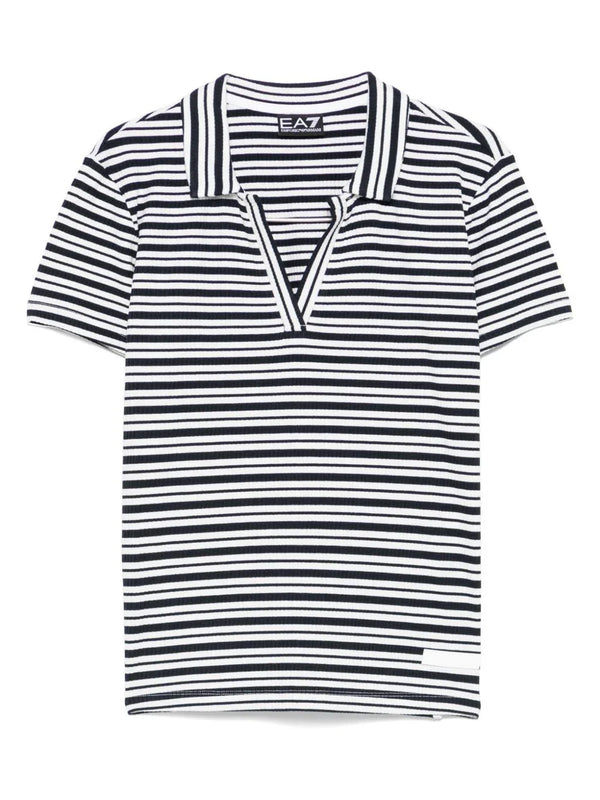 EA7 Ea7 V-neck Striped polo shirt