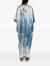 V-neck short sleeves Printed silk dress