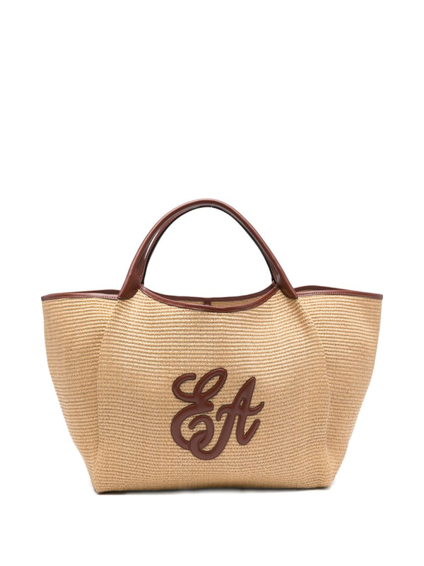 Emporio Armani Emporio Armani Large Woven Straw Shopper With Ea Logo