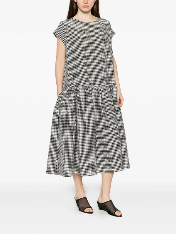 Apuntob Apuntob Checked Cotton Midi Dress