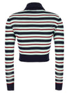 Self-Portrait Self-Portrait Self Portrait Navy Striped Viscose Knit Cardigan Knitwear