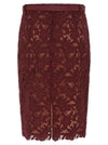 Self-Portrait Self-Portrait Burgundy Guipure Lace Midi Skirt