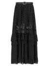 Self-Portrait Self-Portrait Self Portrait Black And Gold Chiffon Lace Maxi Skirt