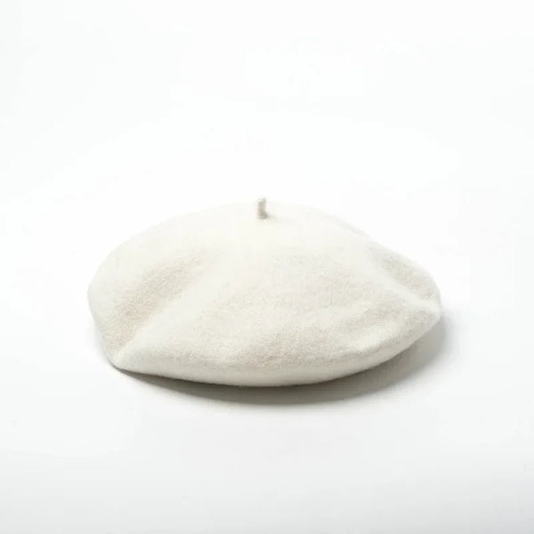 Unisex Wool Beret – Large Winter Hat WHITE L 58-60cm Unisex Wool Beret – Large Winter Hat
