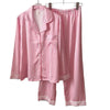 Women’s Pink Striped 2PCS Satin Pajama Set Pink Stripe Pink Striped 2PCS Satin Pajama Set