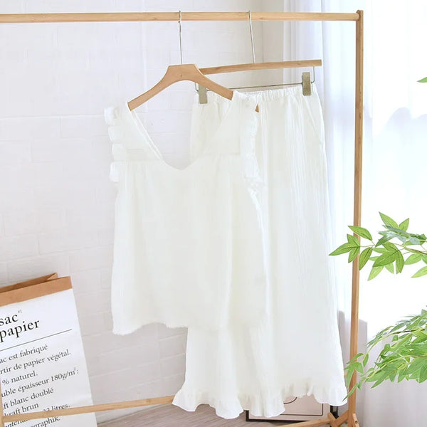 Women’s 3-Piece Cotton Pajama Set – Sleeveless Summer Women’s 3-Piece Cotton Pajama Set