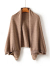 100% Wool Knitted Cape Shawl Taupe 100% Wool Knitted Cape Shawl