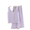 Women’s 3-Piece Cotton Pajama Set – Sleeveless Summer Women’s 3-Piece Cotton Pajama Set