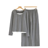 Women’s Cotton Pajama Set – Long Sleeve Two-Piece Spring & Autumn Nightwear gray Cotton Pajama Set