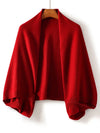100% Wool Knitted Cape Shawl wine red 100% Wool Knitted Cape Shawl