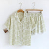Women’s Cotton Pajama Set – Summer Lapel Sleepwear short sleeve print Women’s Cotton Pajama Set